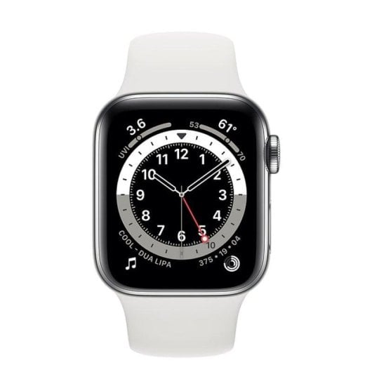 Apple Watch Series 6 GPS + Cellular 40mm Acero Inoxidable en Plata Correa Deportiva Blanca