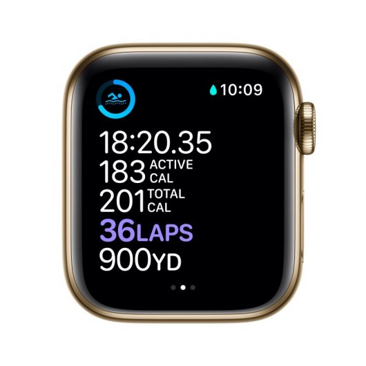 Apple Watch Series 6 GPS + Cellular 40mm Acero Inoxidable en Oro Correa Deportiva Verde Chipre
