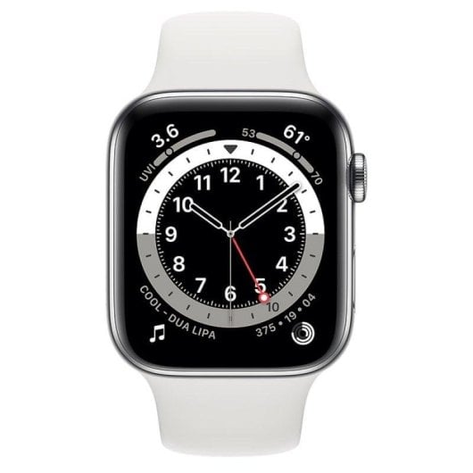 Apple Watch Series 6 GPS + Cellular 44mm Acero Inoxidable en Plata Correa Deportiva Blanca