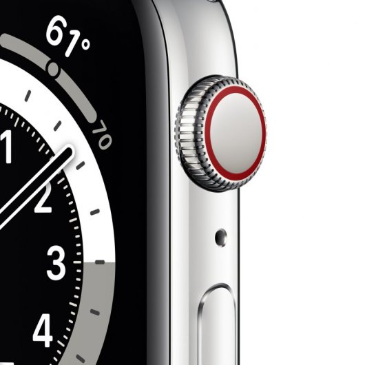 Apple Watch Series 6 GPS + Cellular 44mm Acero Inoxidable en Plata Correa Deportiva Blanca