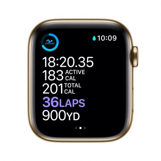Apple Watch Series 6 GPS + Cellular 44mm Acero Inoxidable en Oro Correa Deportiva Verde Chipre