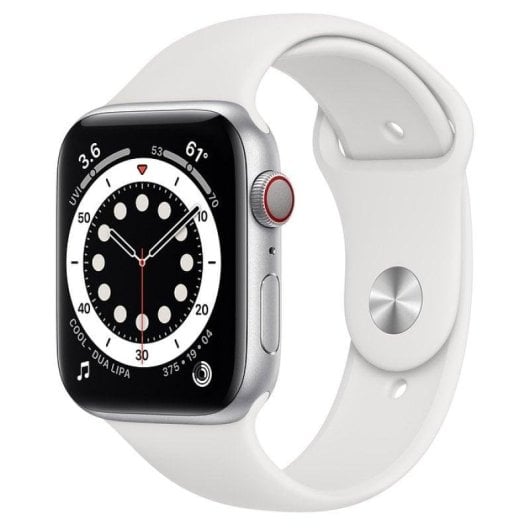 Apple Watch Series 6 GPS + Cellular 44mm Aluminio en Plata con Correa Deportiva Blanca