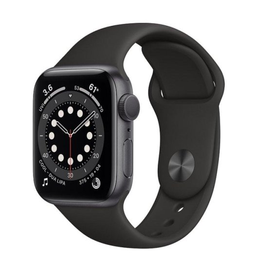 Apple Watch Series 6 GPS 40mm Aluminio en Gris Espacial con Correa Deportiva Negra