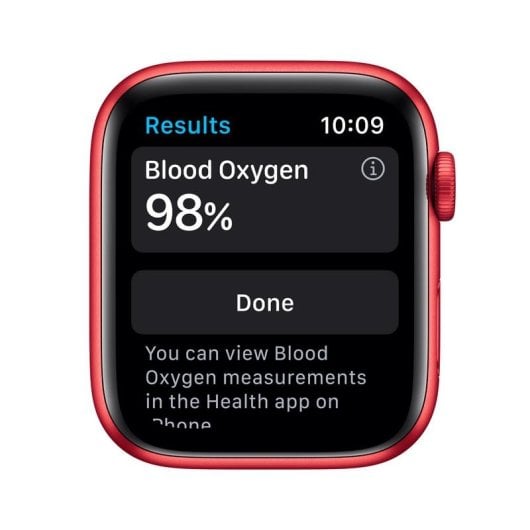 Apple Watch Series 6 GPS NFC 44mm Retina OLED Rouge S/M Étanche 50m SpO2 ECG