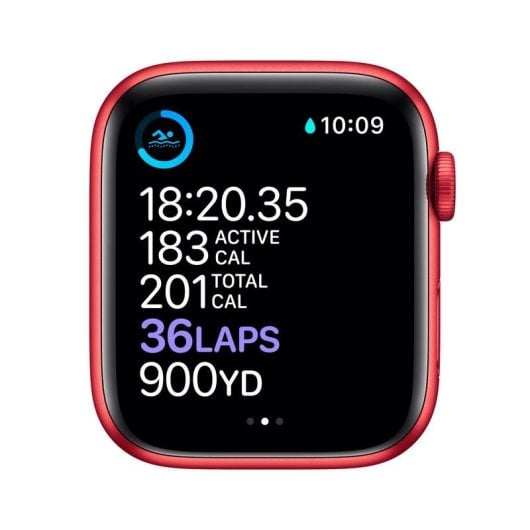 Apple Watch Series 6 GPS NFC 44mm Retina OLED Rouge S/M Étanche 50m SpO2 ECG