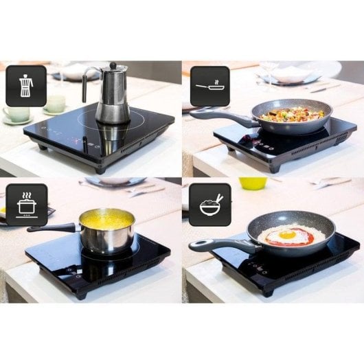 Ollas GM Full Crystal Placa Inducción Portátil 1 Zona Negra