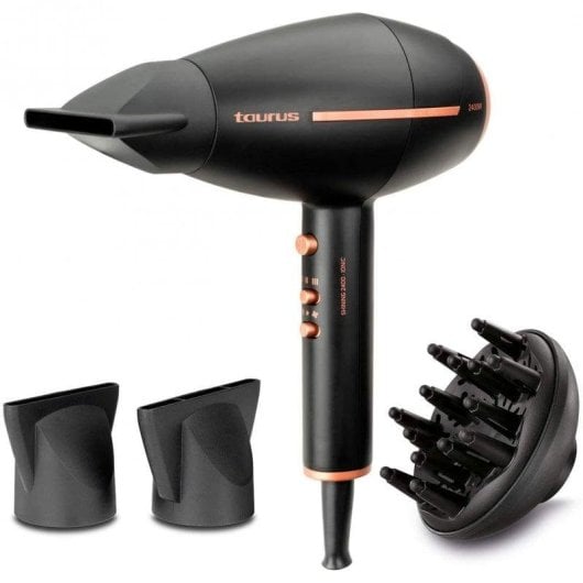 Secador de Cabelo Iónico Profissional Taurus Shining 2400W 3 Temperaturas 2 Velocidades com Difusor Preto