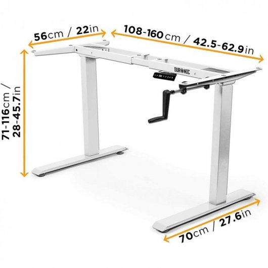 Duronic TM00WE Marco de Escritorio Elevable con Altura Ajustable 71 a 116cm Blanco