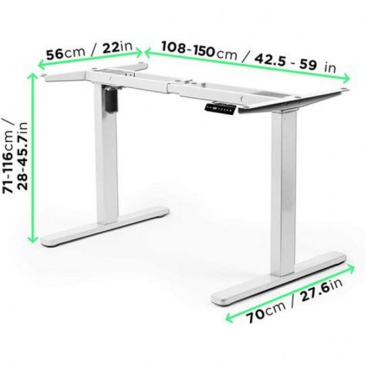 Duronic TM12WE Marco de Escritorio Eléctrico Elevable con Altura Ajustable 71 a 116cm Blanco