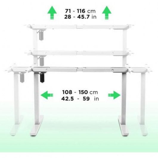 Duronic TM12WE Marco de Escritorio Eléctrico Elevable con Altura Ajustable 71 a 116cm Blanco