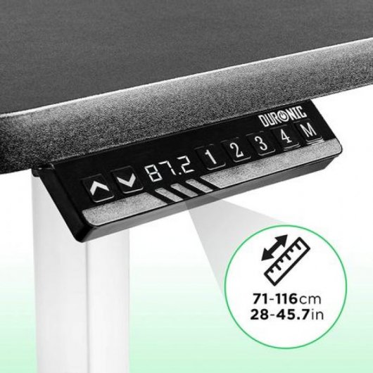 Duronic TM12WE Marco de Escritorio Eléctrico Elevable con Altura Ajustable 71 a 116cm Blanco