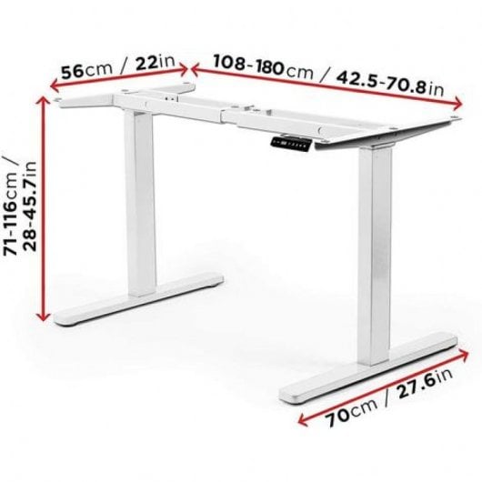 Duronic TM22WE Marco de Escritorio Eléctrico Elevable con Altura Ajustable 71 a 116cm Blanco