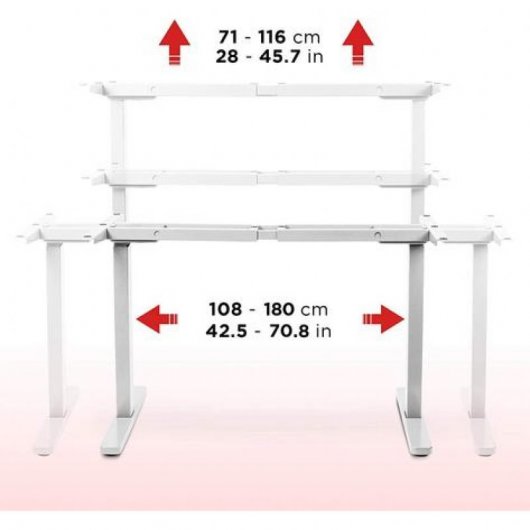Duronic TM22WE Marco de Escritorio Eléctrico Elevable con Altura Ajustable 71 a 116cm Blanco