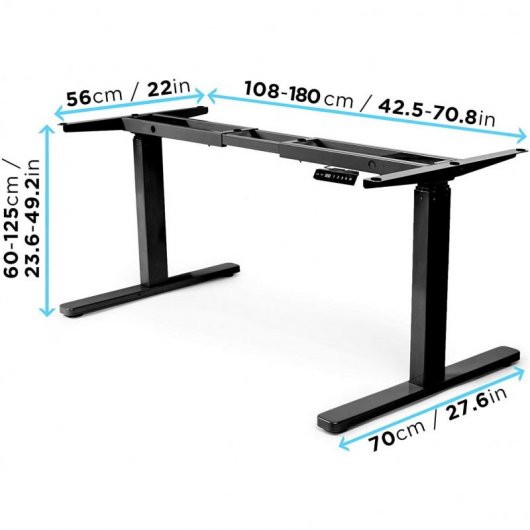Duronic TM23BK Marco de Escritorio Eléctrico Elevable con Altura Ajustable 60 a 125cm Negro