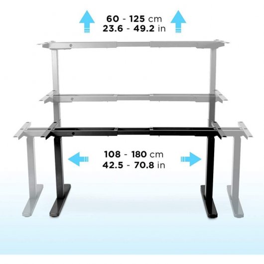 Duronic TM23BK Marco de Escritorio Eléctrico Elevable con Altura Ajustable 60 a 125cm Negro