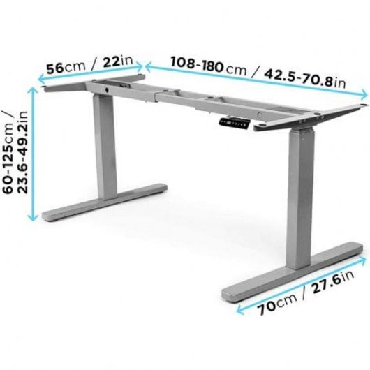 Duronic TM23GY Marco de Escritorio Eléctrico Elevable con Altura Ajustable 60 a 125cm Gris