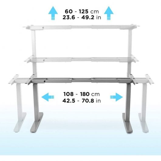 Duronic TM23GY Marco de Escritorio Eléctrico Elevable con Altura Ajustable 60 a 125cm Gris
