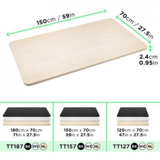 Duronic TT157NL Tablero de Madera 150x70cm Natural