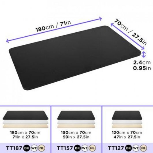 Duronic TT187BK Tablero de Madera 180x70cm Negro