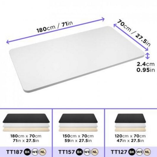 Duronic TT187WE Tablero de Madera 180x70cm Blanco
