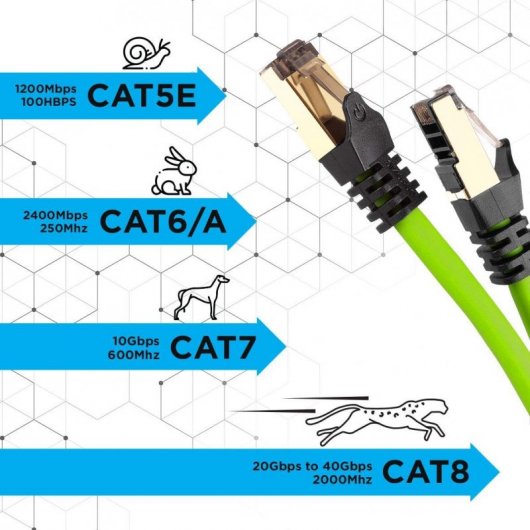 Duronic Cable de Red SFTP Cat8 0.5m Verde