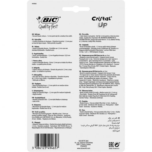 Bic Cristal Up Pack 6+2 Bolígrafos Punta 1.2mm Colores Surtidos