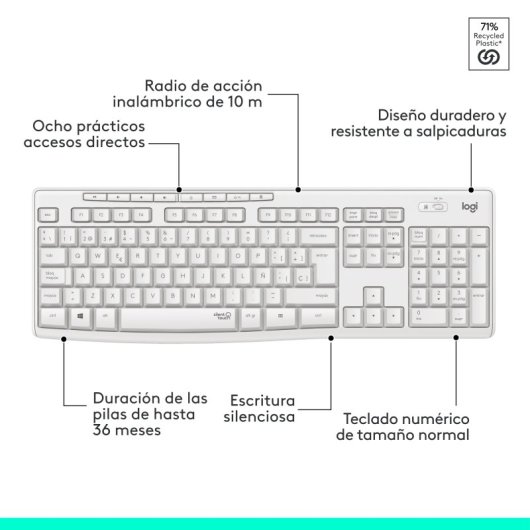 Logitech MK295 Combo Teclado + Rato Sem Fios Branco