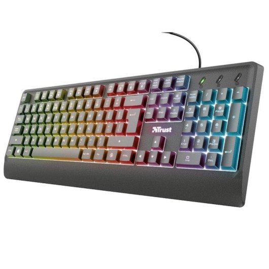 Teclado Trust Ziva Rainbow de membrana com iluminação LED multicolor e teclas multimédia