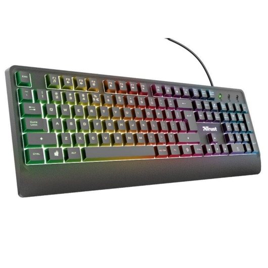 Teclado Trust Ziva Rainbow de membrana com iluminação LED multicolor e teclas multimédia