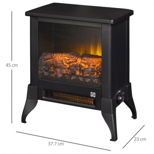 HomCom Chimenea Eléctrica Llama LED 1800W Negra