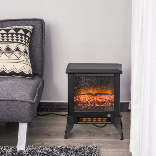 HomCom Chimenea Eléctrica Llama LED 1800W Negra