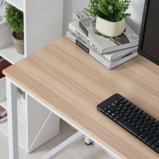 HomCom Mesa Esquinera de Oficina 150x150x76cm Madera/Blanca