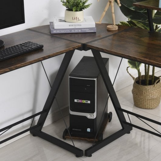 HomCom Mesa de Canto de Escritório 155x115x91.5cm Castanha/Preta