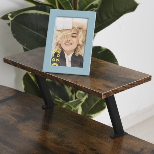 HomCom Mesa de Canto de Escritório 155x115x91.5cm Castanha/Preta