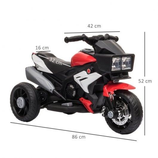 HomCom Triciclo Eléctrico 6V Rojo/Negro