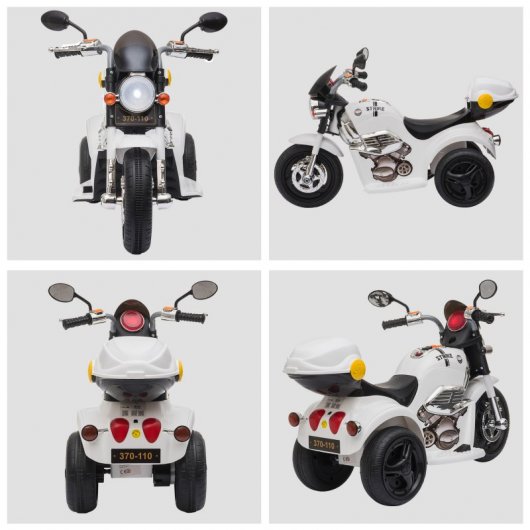 HomCom Triciclo Moto Eléctrico Blanco con Maletero