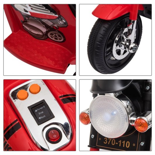 HomCom Triciclo Moto Eléctrico Rojo con Maletero