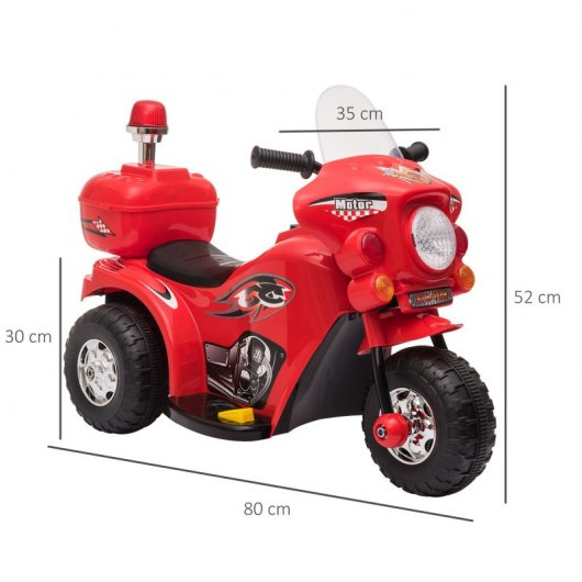 HomCom Triciclo Eléctrico Rojo con Maletero