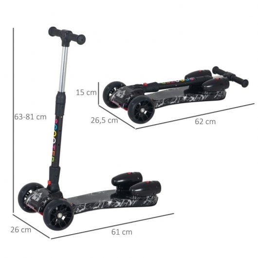 HomCom Patinete Infantil Negro