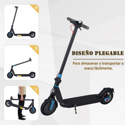 HomCom Patinete Eléctrico Plegable con Luz Negro