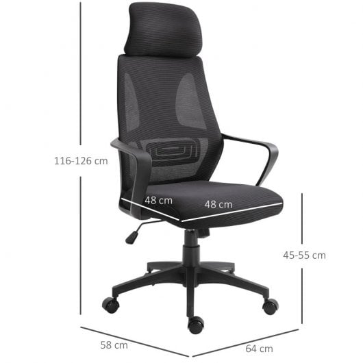 Vinsetto Silla de Oficina Ergonómica Negra