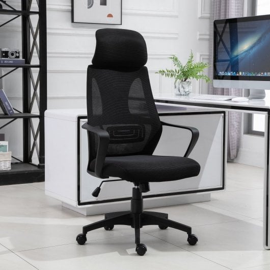 Vinsetto Silla de Oficina Ergonómica Negra