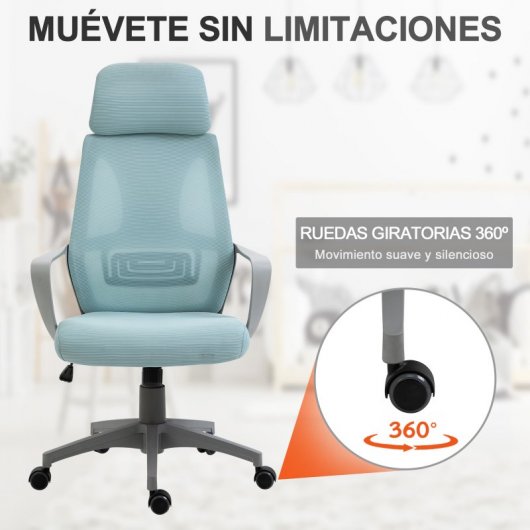 Vinsetto Silla de Oficina Ergonómica Azul