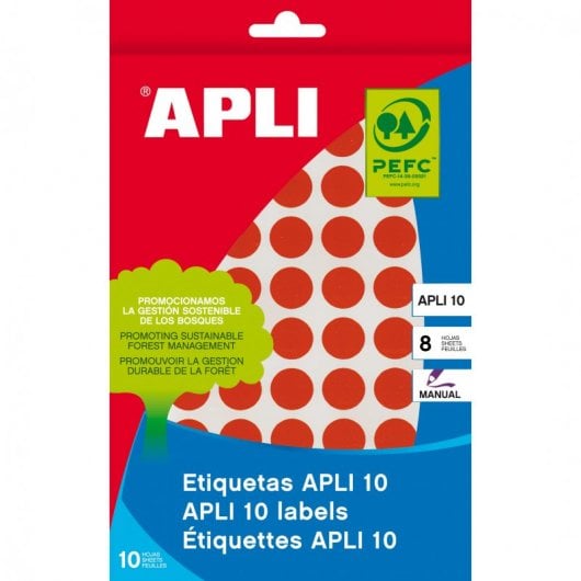 Apli 02732 Etiquetas Adesivas Circulares 10mm Vermelho