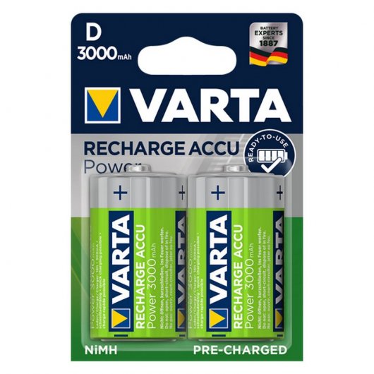 Varta Pack 2 Pilas Recargables 3000mAh 1.2V HR20