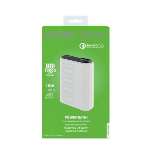 Celly PD18W Powerbank 10000mAh 2x USB Blanca