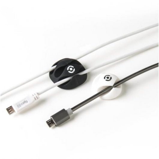 Celly CLIPPY01 organizer per cavi Scrivania Clip per cavo Nero, Bianco 6 pz