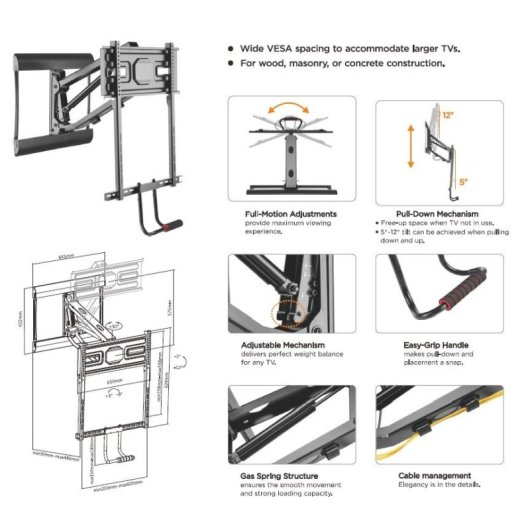 Equip Soporte de Pared para Pantalla 43"-70" de Pared Pull Down VESA 600x400 Máx 35Kg