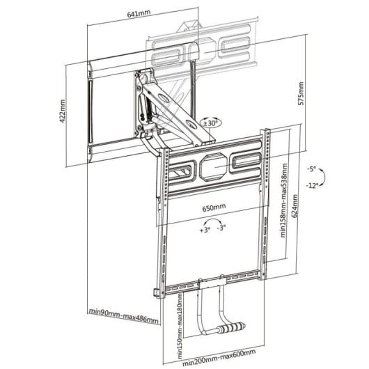 Equip Soporte de Pared para Pantalla 43"-70" de Pared Pull Down VESA 600x400 Máx 35Kg