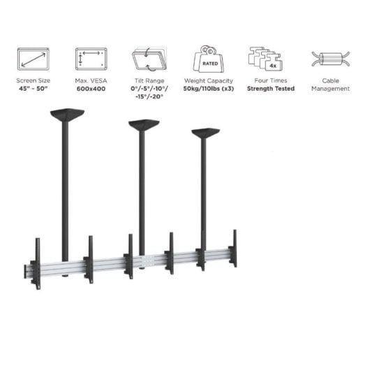 Equip 650374 TV-Halterung 127 cm (50") Schwarz, Silber